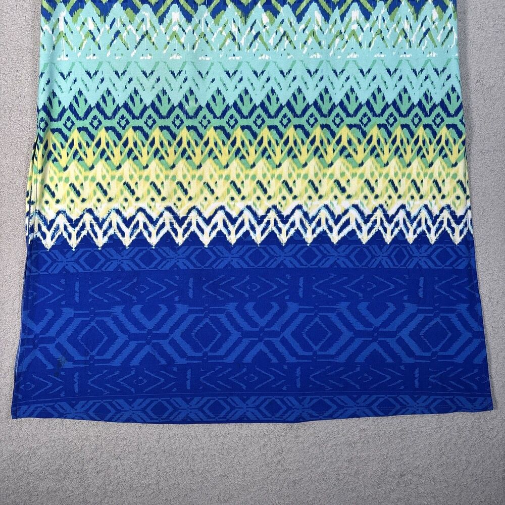 Chicos Women's Size 8 (1) Maxi Skirt Elastic Waist Blue Green Resort Cruise Wear - Picture 4 of 12